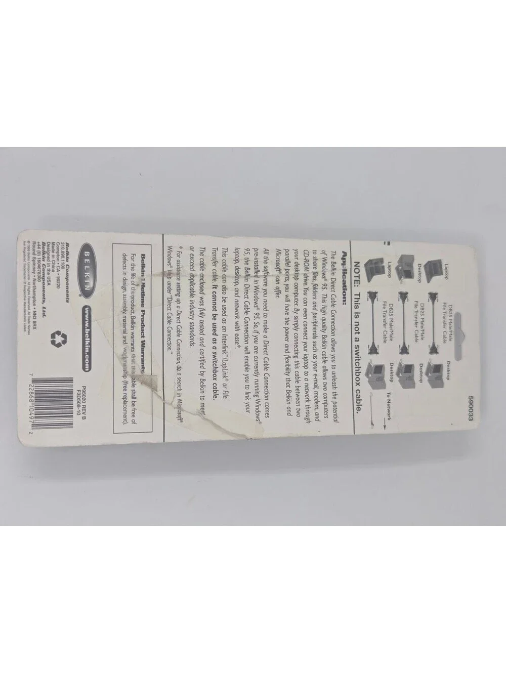 Belkin Pro Series F3D508 10 Ft DB25 Male Male Direct Connection Cable PC